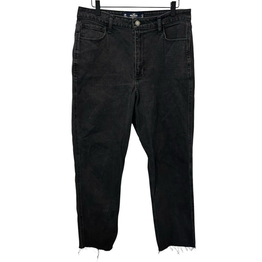 Hollister black raw Hem women's 13R ultra high rise mom jeans Festival Boho